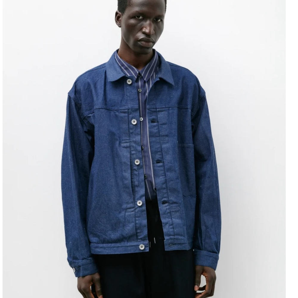 initial fashion trucker jacket blue denim